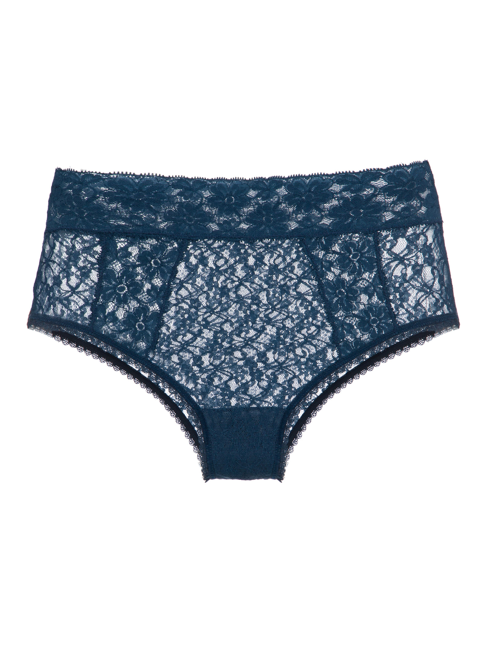 Calcinha Cintura Alta Renda Sweet Lace Marinho