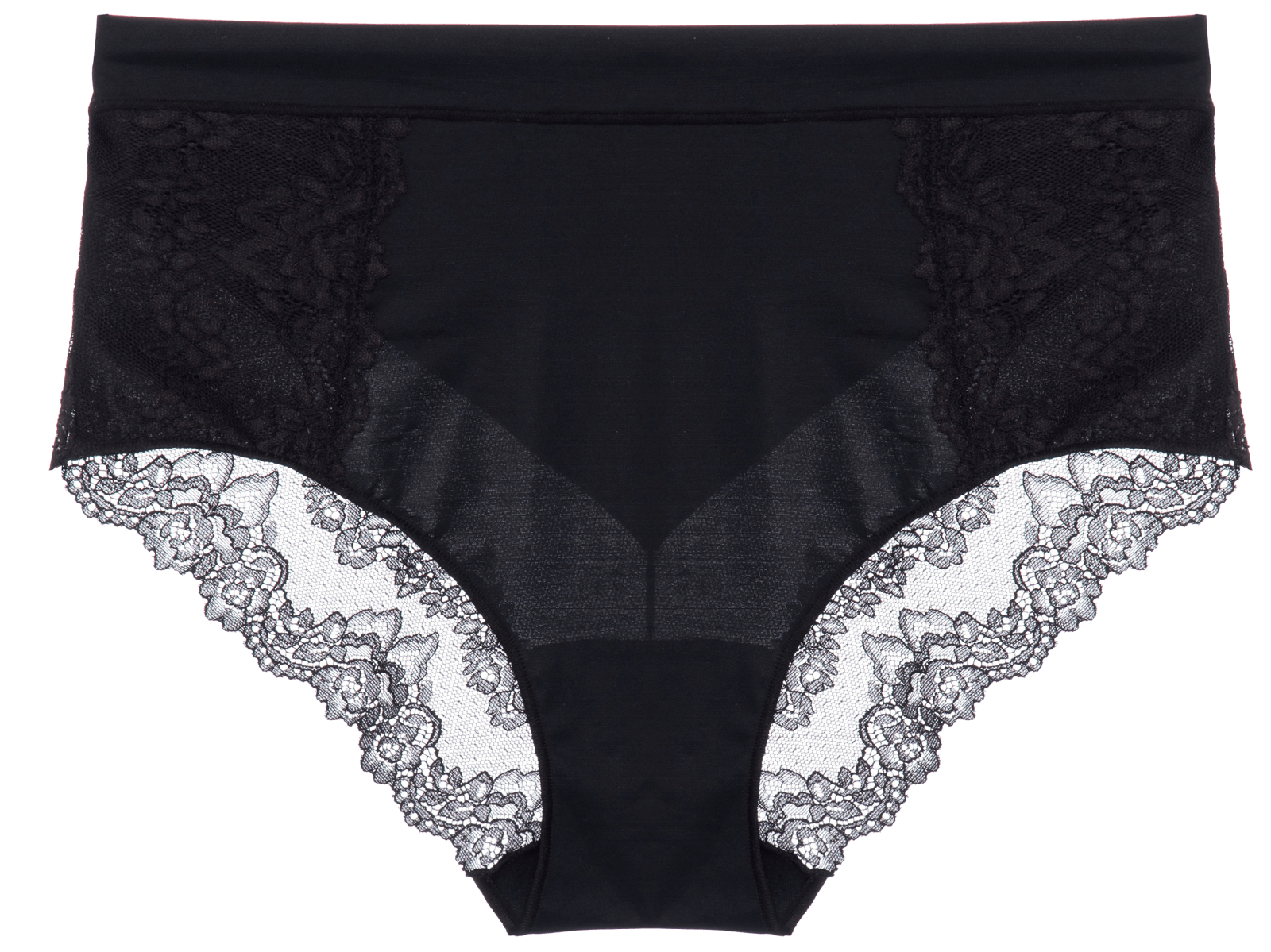 Calcinha Alta Microfibra Renda Signature Première Preto