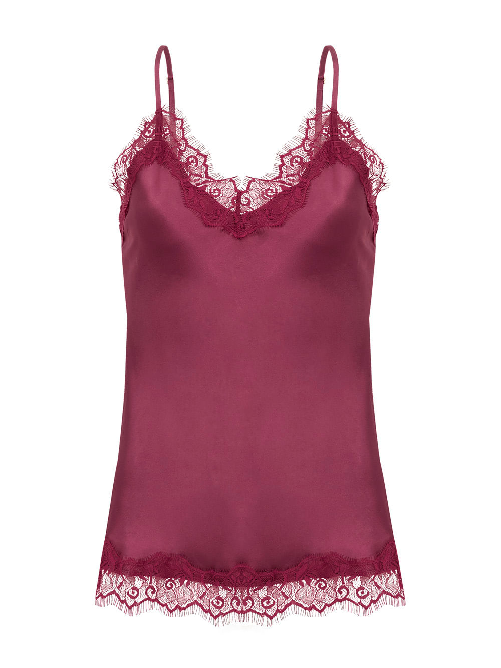 Shortdoll Cetim Renda Angelina Rosa Raspberry