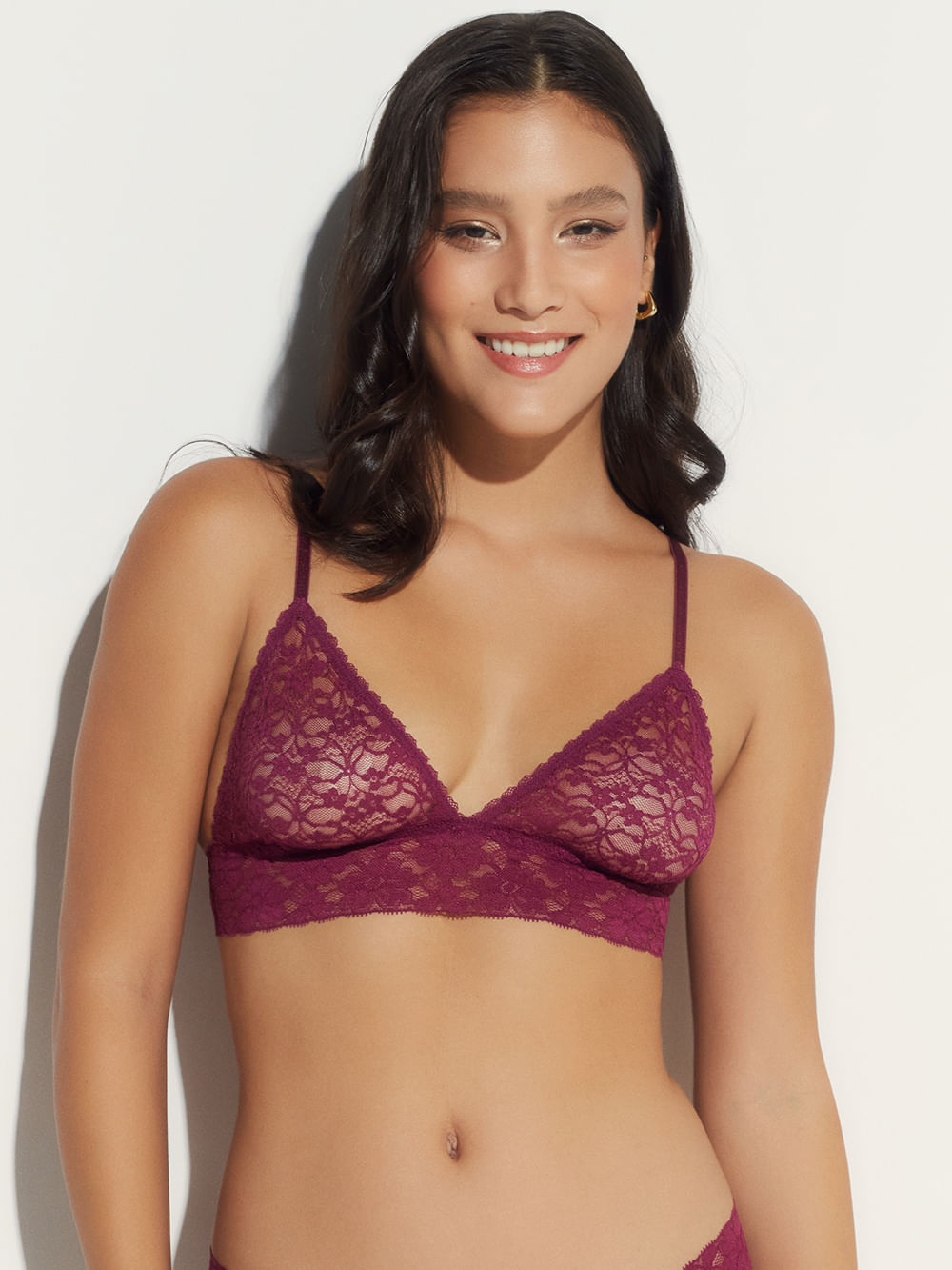 Sutiã Triângulo Renda Sweet Lace Roxo Uva