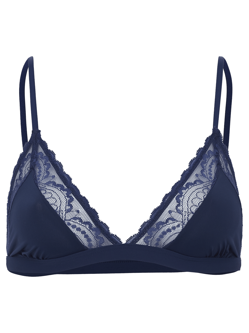 Top Triângulo Renda Pop Love Azul Marinho