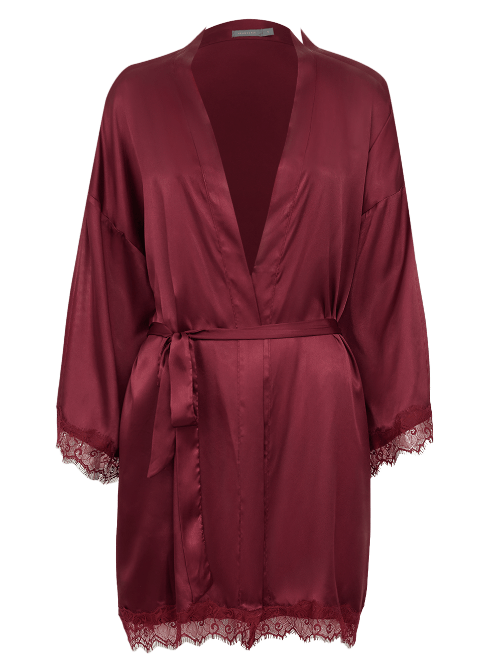 Robe Manga Curta Cetim Renda Angelina Vinho Cabernet