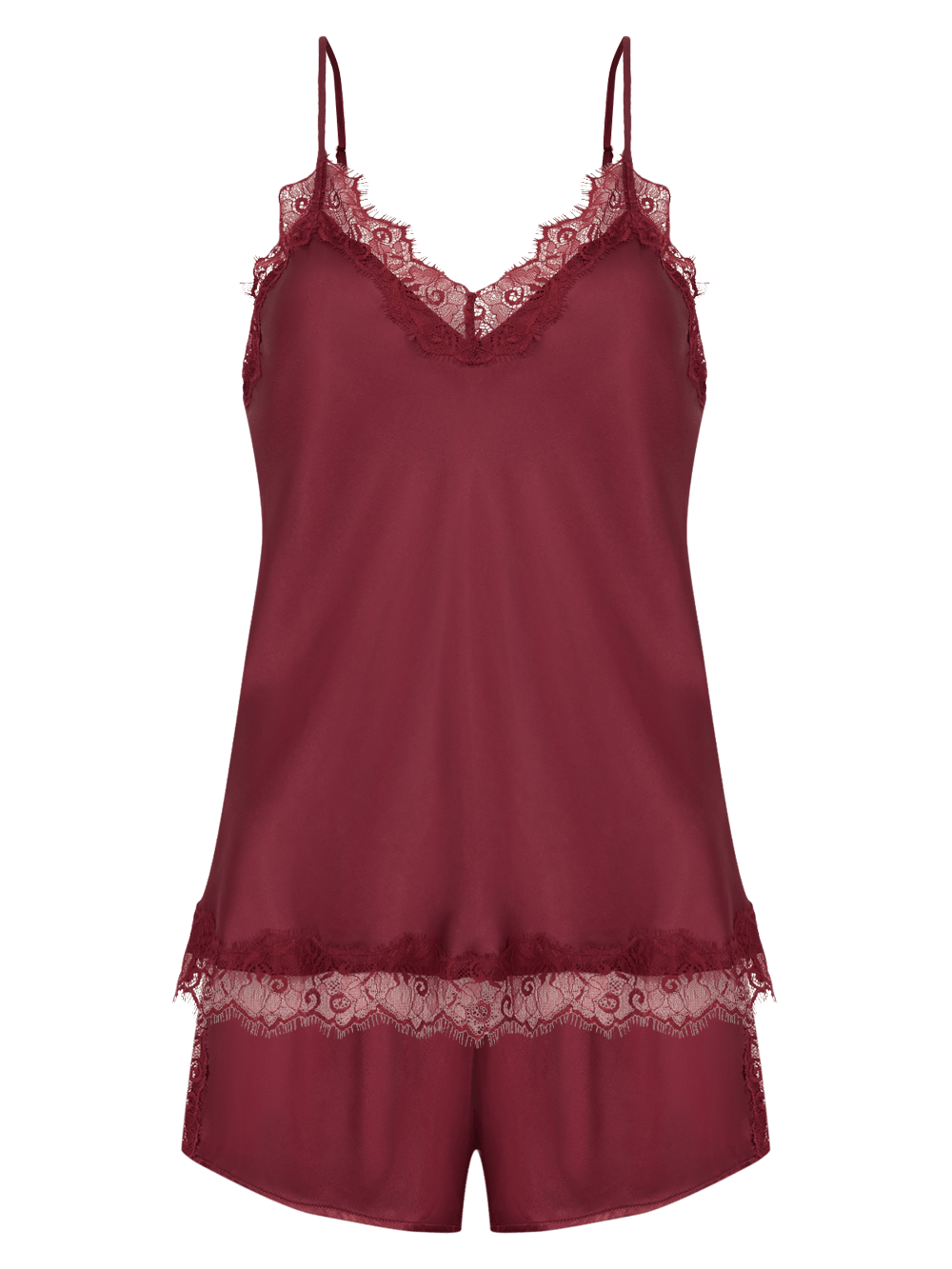 Shortdoll Cetim Renda Angelina Vinho Cabernet
