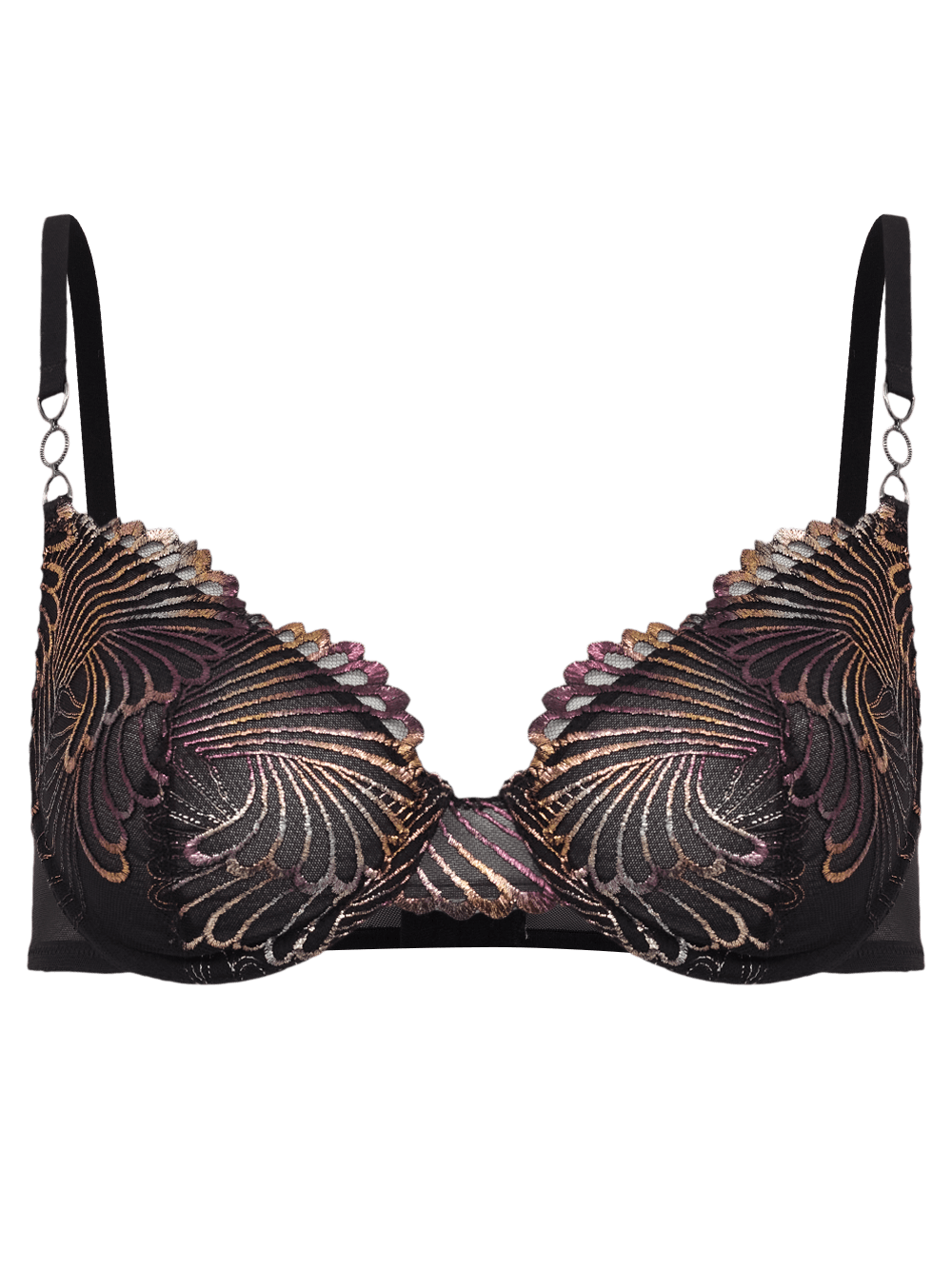 Sutiã Meia Taça Underwire Renda Frida Preto/Bronze