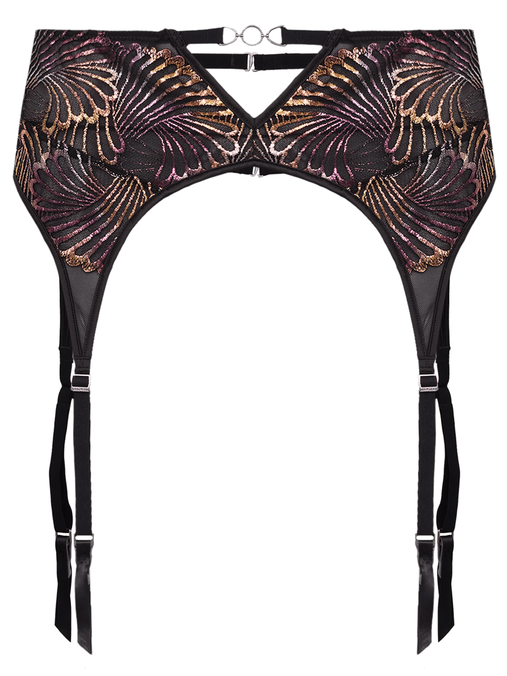 Cinta Liga Renda Frida Preto/Bronze