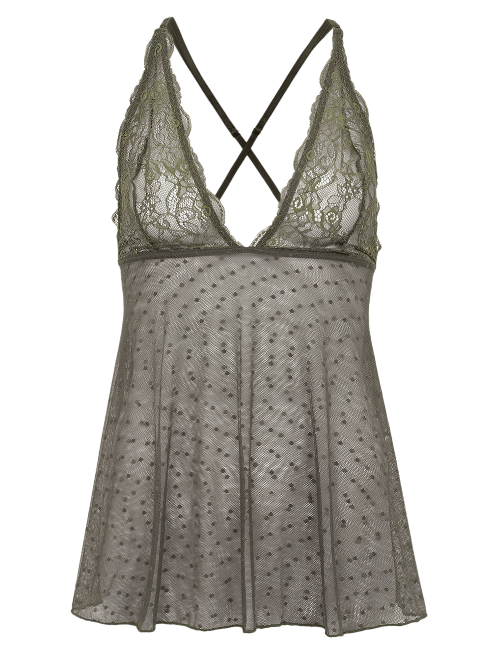 Camisola Curta Sem Manga Renda Gigi Verde Beetle