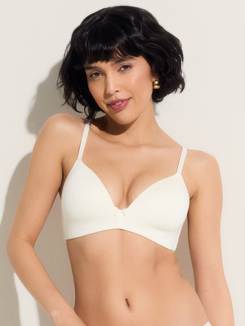 Sutiã Triângulo Bojo Essentials Modal Off White