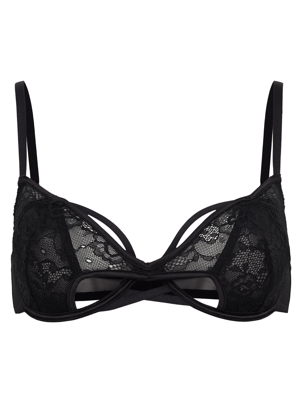 Sutiã Meia Taça Underwire Renda Ballet Preto