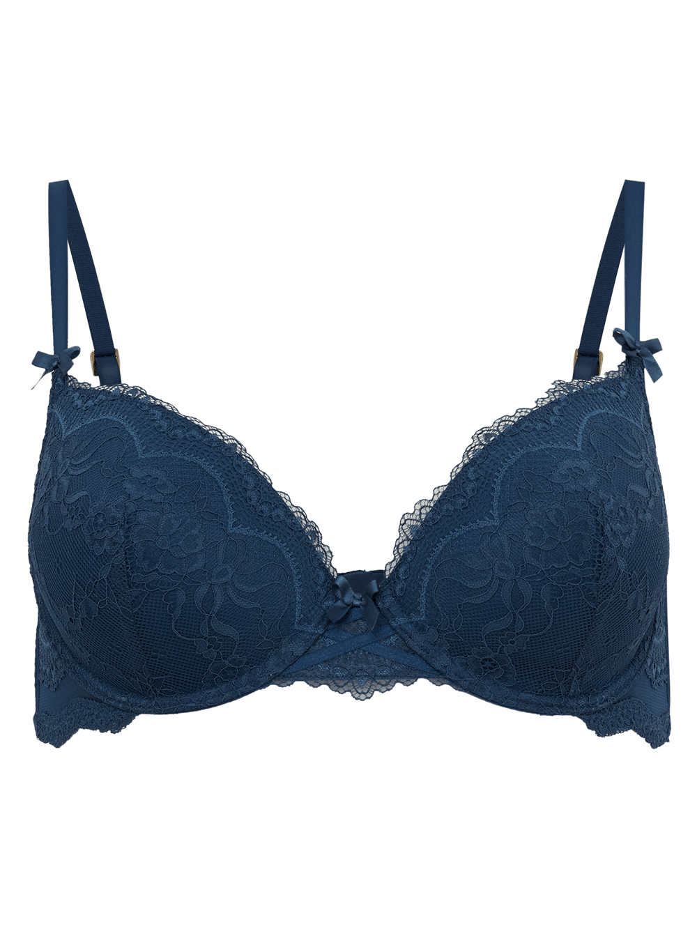 Sutiã Meia Taça Bojo Renda Versalhes Azul Blue Wing Teal