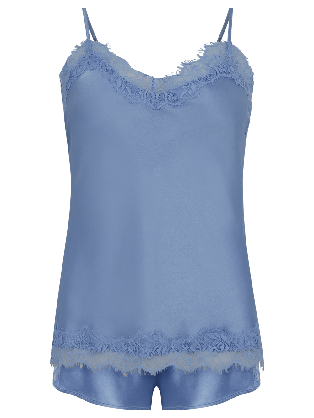 Shortdoll Cetim Renda Angelina Azul Bel Air