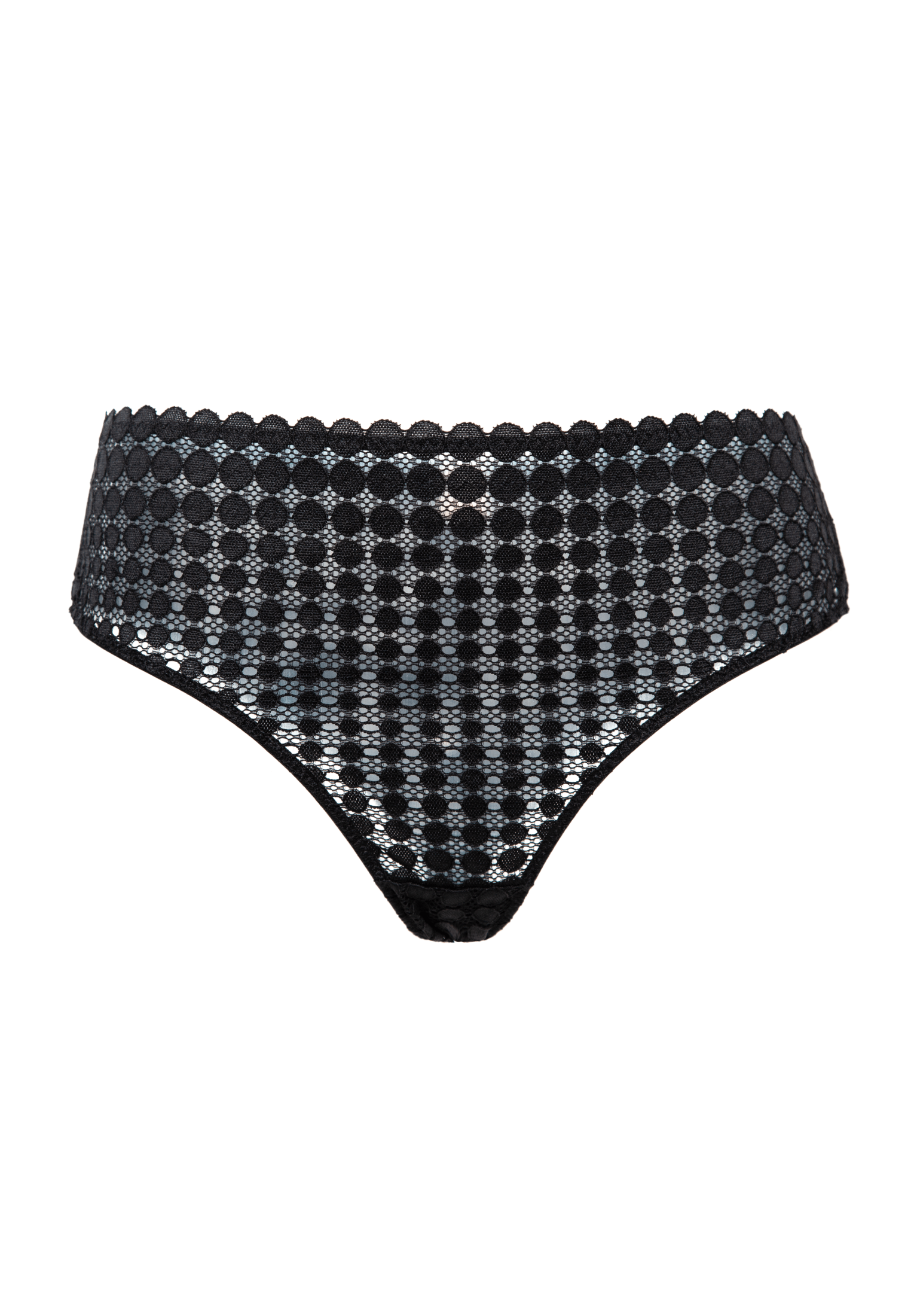 Calcinha Boyshort Renda Dots Megami Preto/Nude
