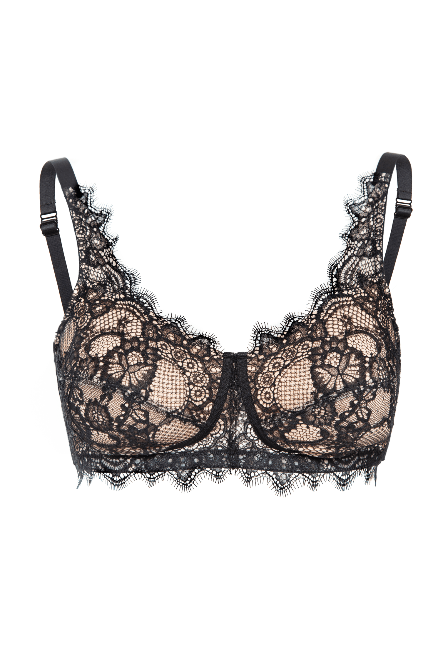 Sutia Cob Tt S/ Bojo Renda Allure Megami Preto/Nude