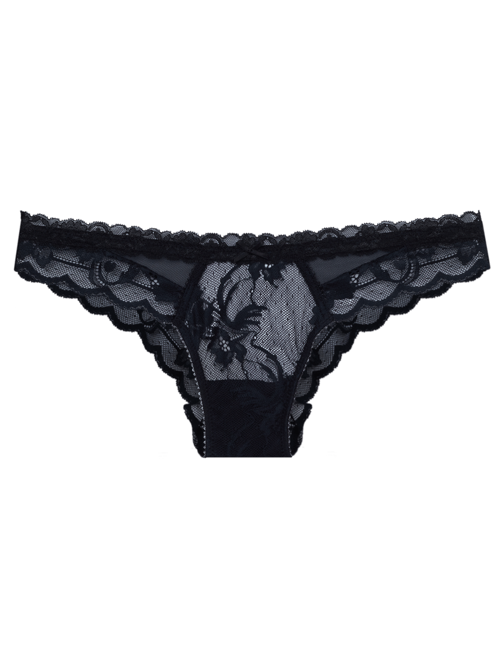Calcinha Biquíni Renda Petit Poá Preto