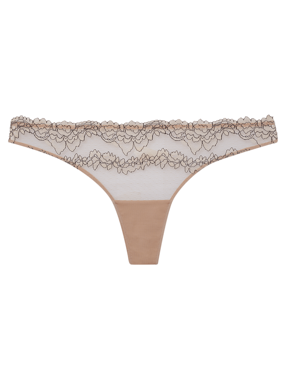 Calcinha Fio Microfibra Renda Signature Première Nude/Preto