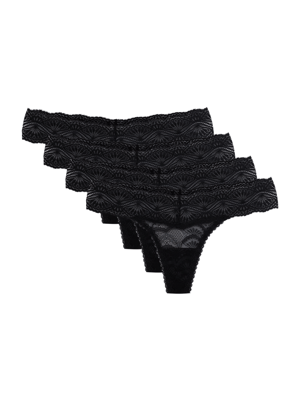 Kit 4 Calcinhas Fio Renda Shiny Love Preto