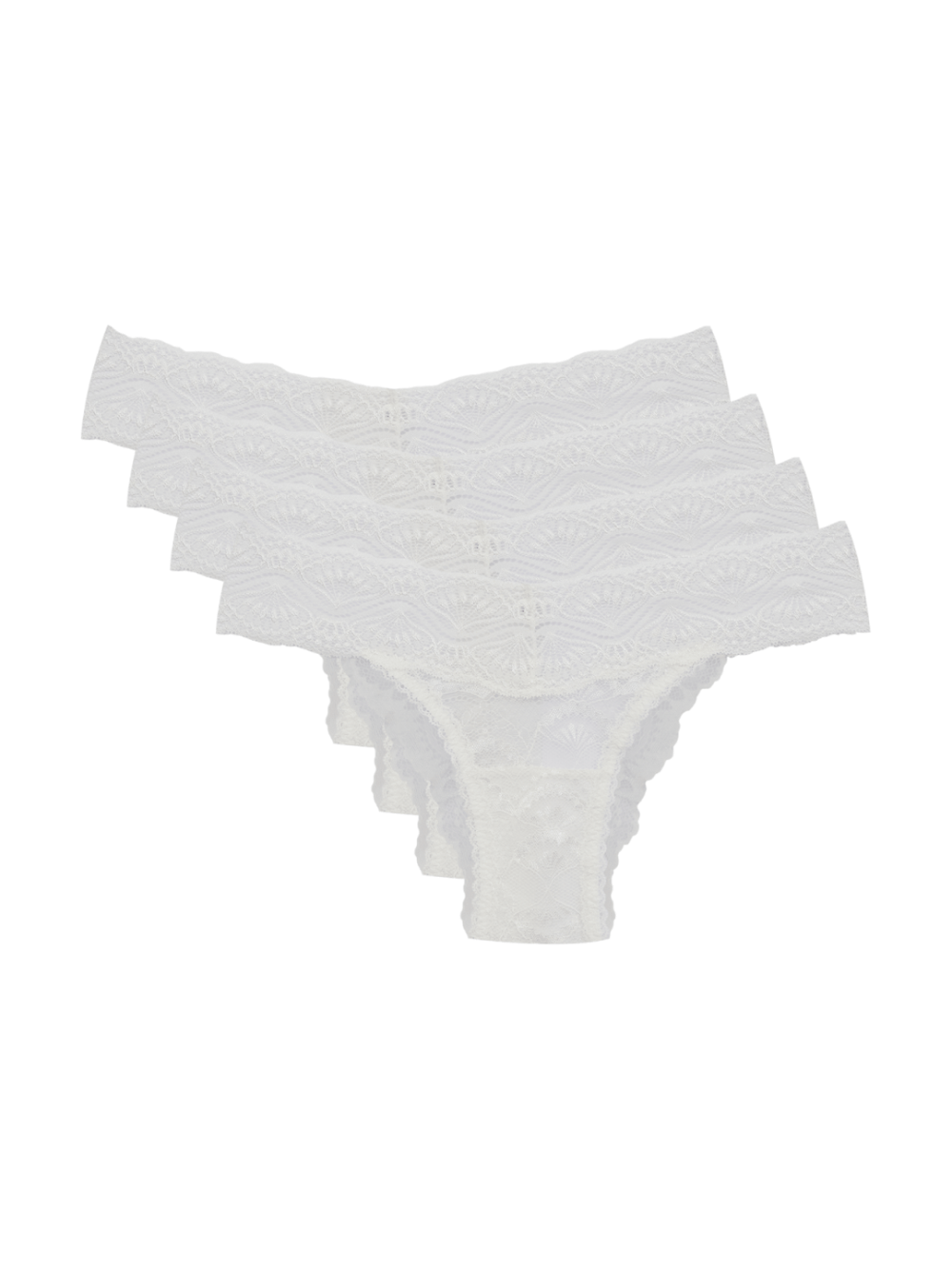 Kit 4 Calcinhas Biquíni Renda Shiny Love Branco