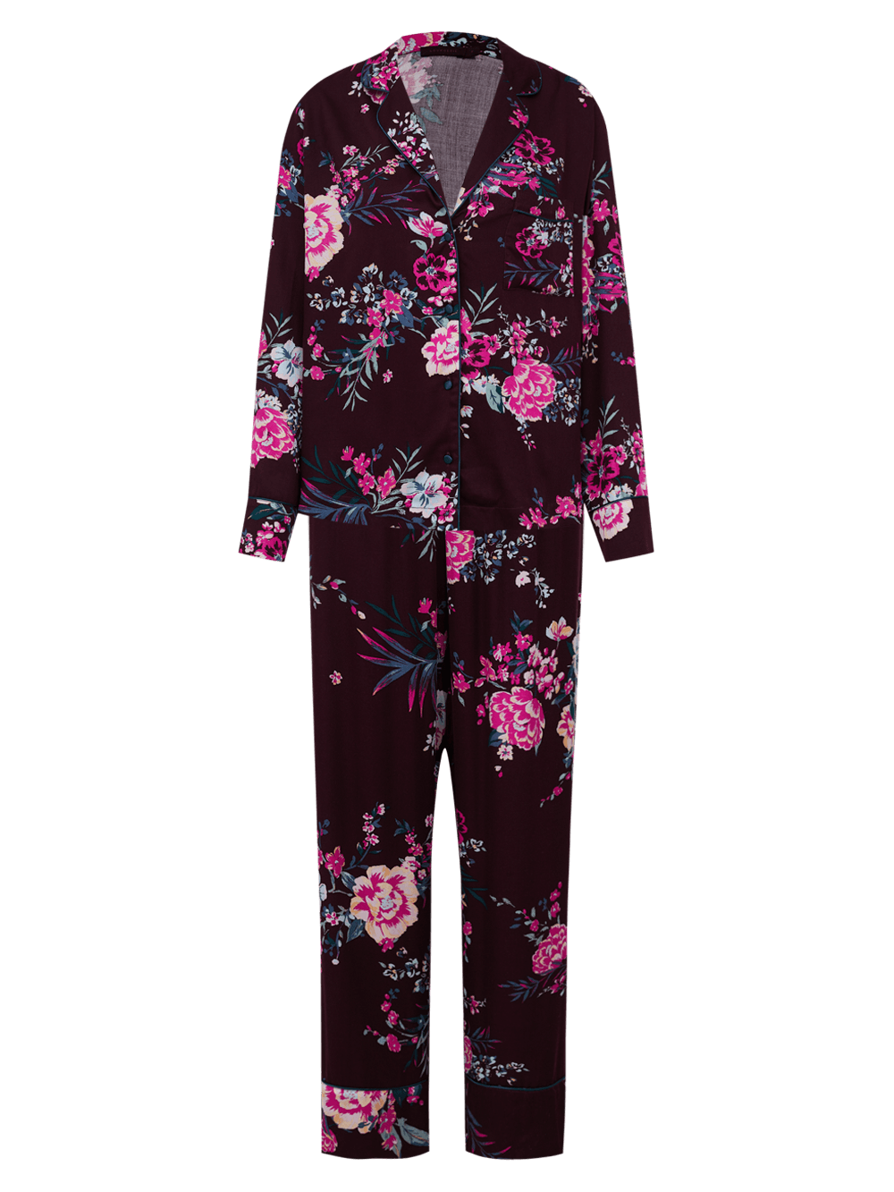 Pijama Longo Manga Longa Viscose Sabrina Floral Estampado