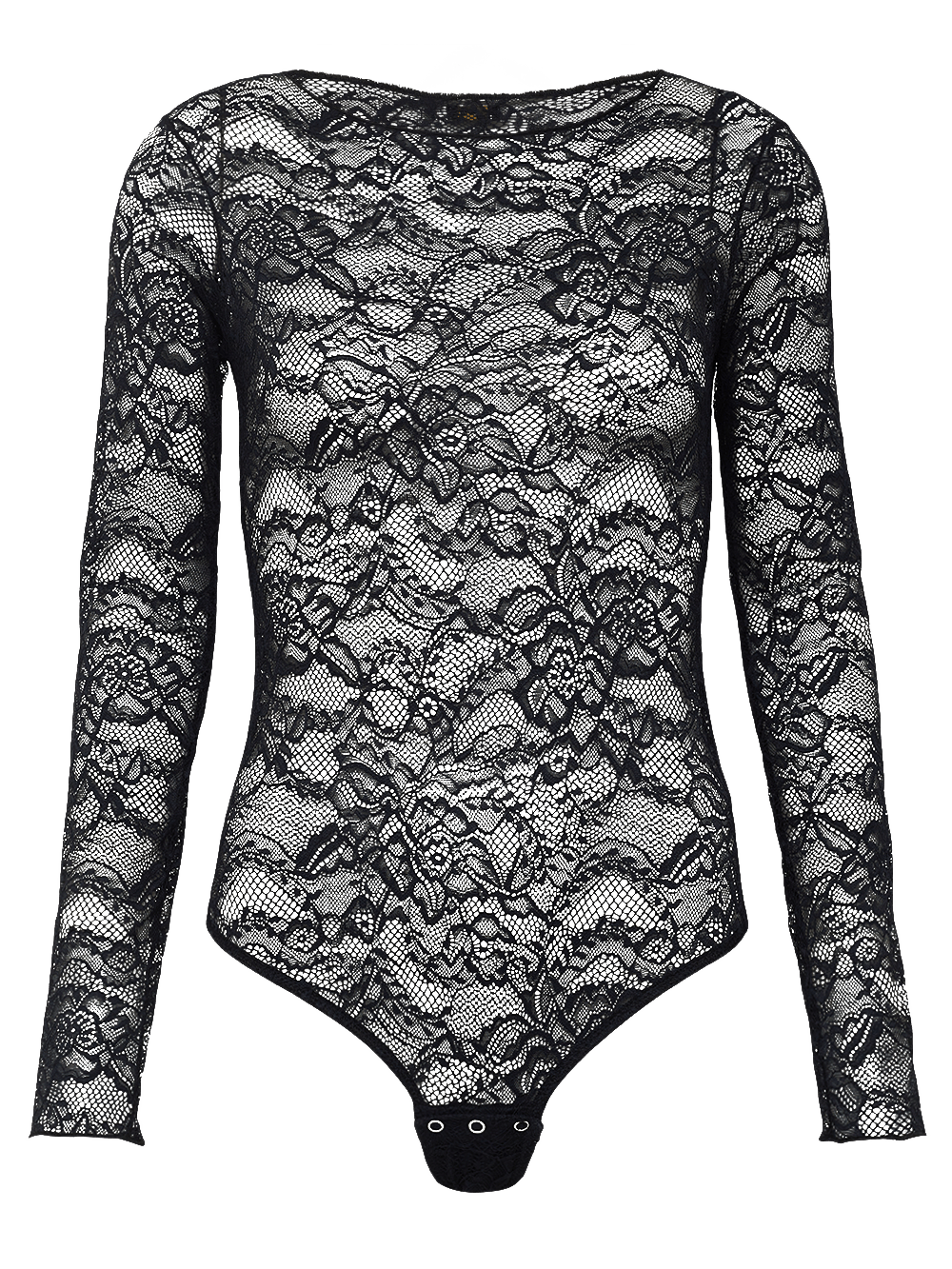 Body Manga Longa Renda Nara Preto