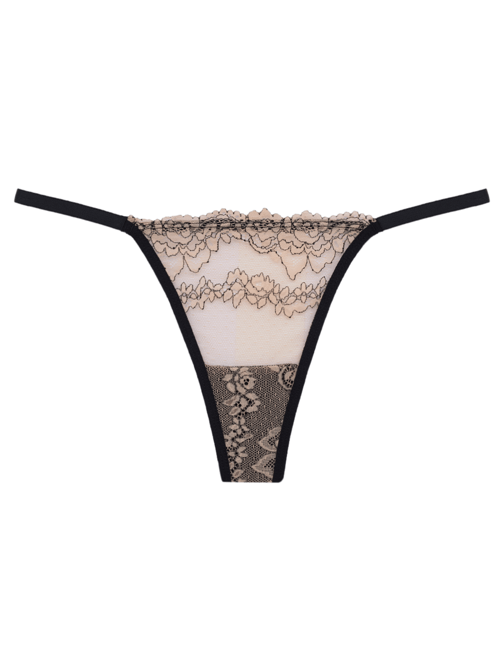 Calcinha String Fio Renda Femme Nude/Preto